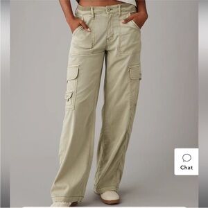 American Eagle Dreamy Drape Stretch Cargo Super High-Waisted Baggy Wide-Leg Pant